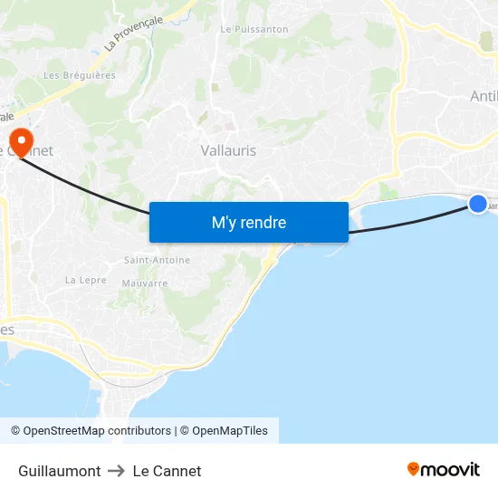 Guillaumont to Le Cannet map