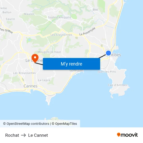 Rochat to Le Cannet map