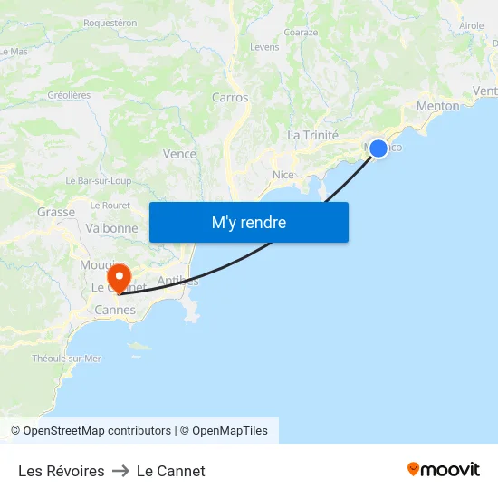 Les Révoires to Le Cannet map