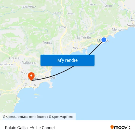 Palais Gallia to Le Cannet map