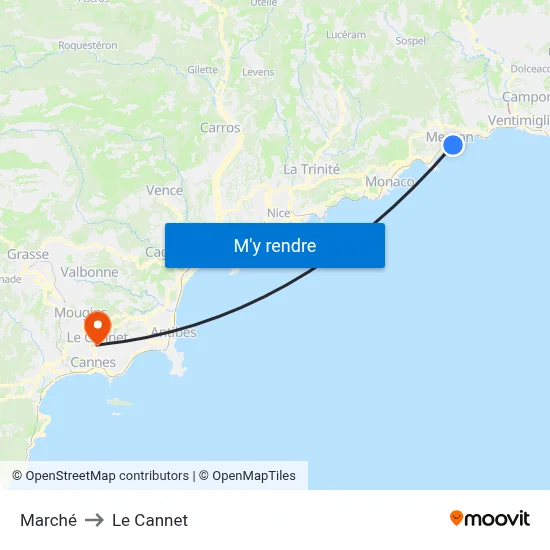 Marché to Le Cannet map