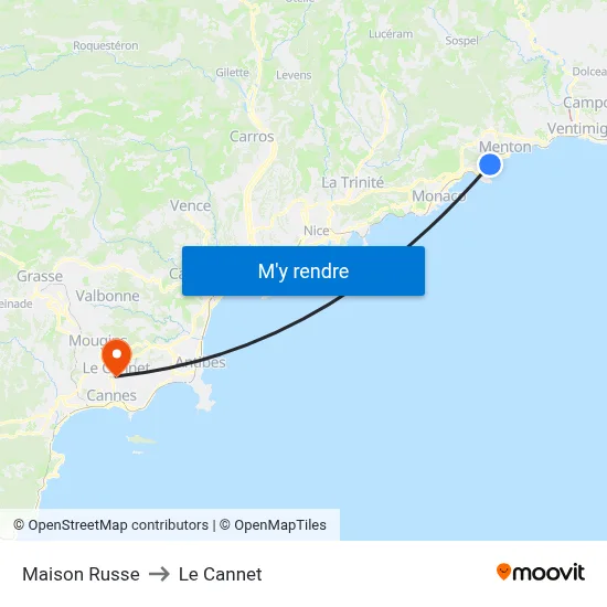 Maison Russe to Le Cannet map