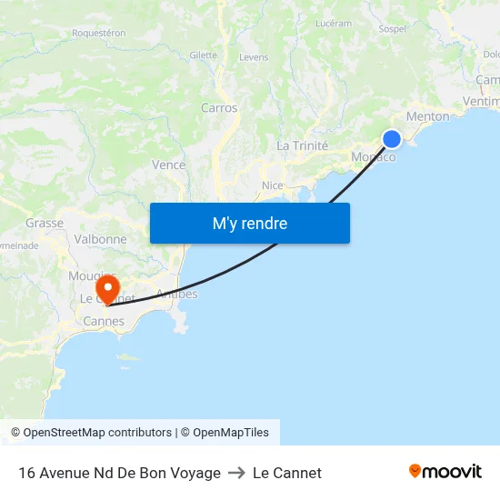 16 Avenue Nd De Bon Voyage to Le Cannet map