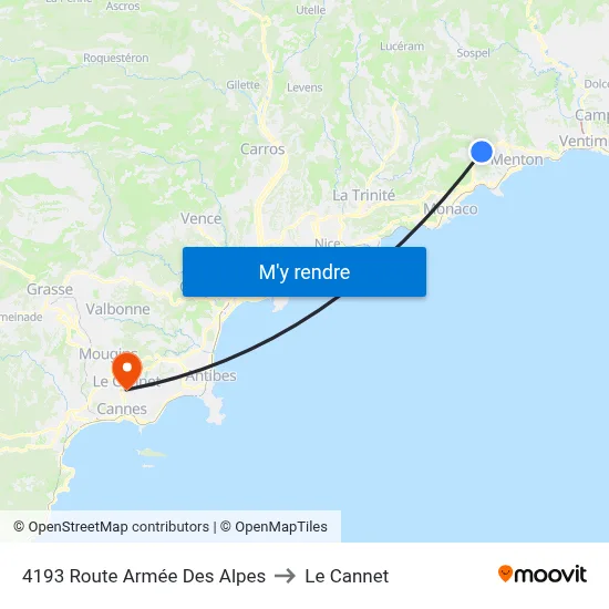4193 Route Armée Des Alpes to Le Cannet map