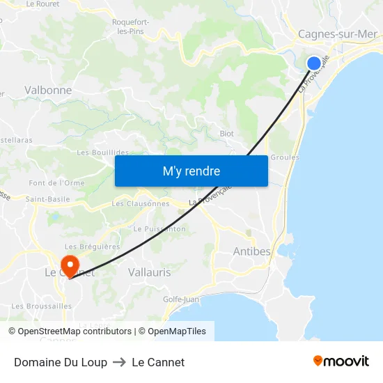Domaine Du Loup to Le Cannet map