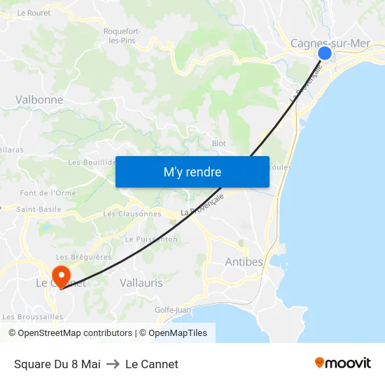 Square Du 8 Mai to Le Cannet map