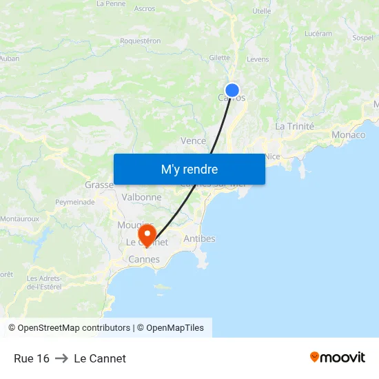 Rue 16 to Le Cannet map