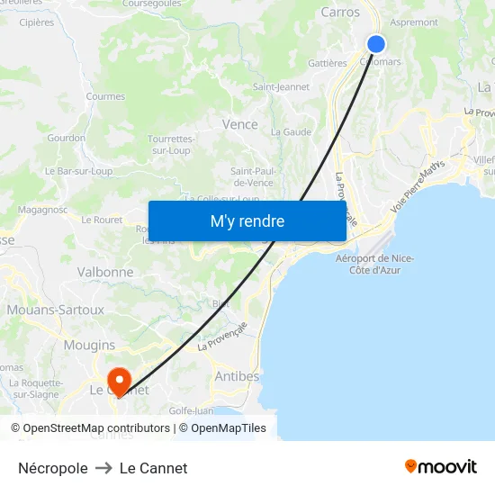 Nécropole to Le Cannet map