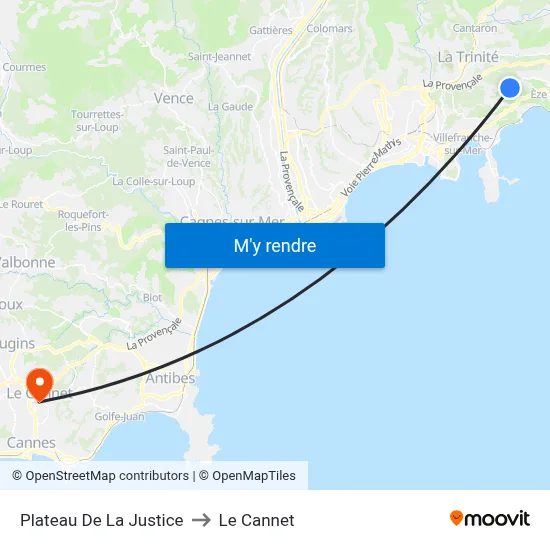 Plateau De La Justice to Le Cannet map
