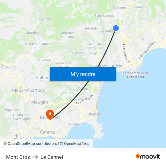 Mont Gros to Le Cannet map