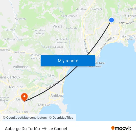 Auberge Du Tortéo to Le Cannet map