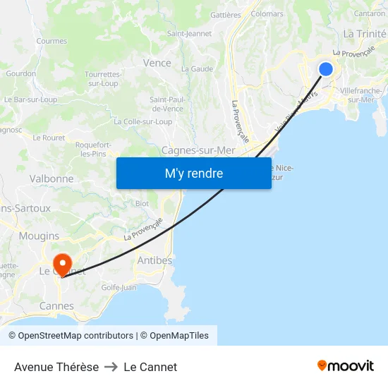 Avenue Thérèse to Le Cannet map