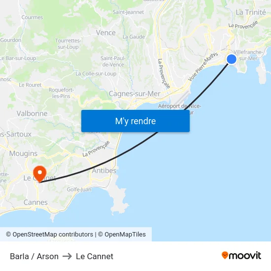 Barla / Arson to Le Cannet map
