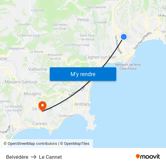 Belvédère to Le Cannet map