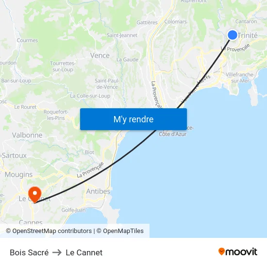 Bois Sacré to Le Cannet map
