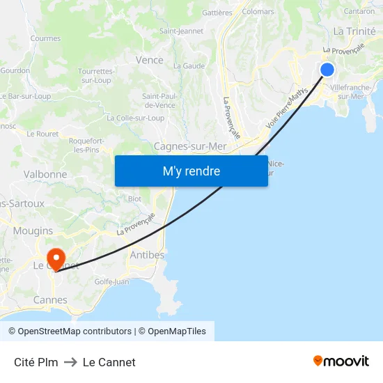 Cité Plm to Le Cannet map