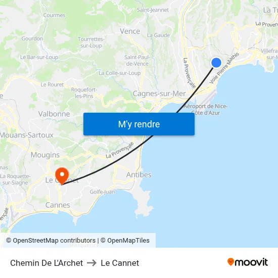Chemin De L'Archet to Le Cannet map