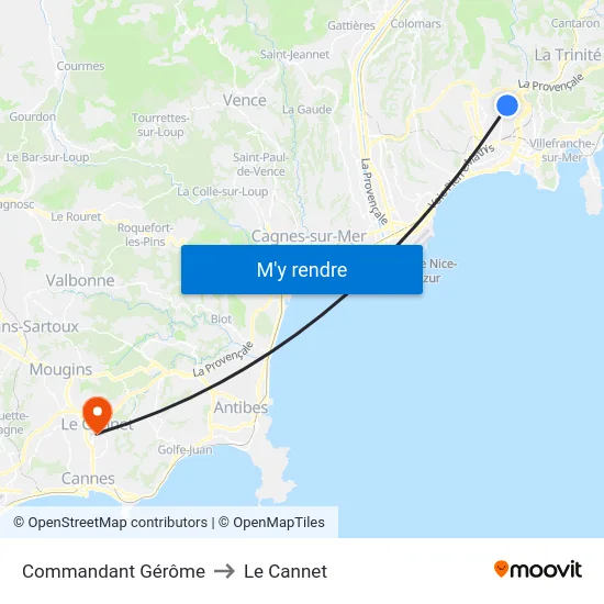 Commandant Gérôme to Le Cannet map