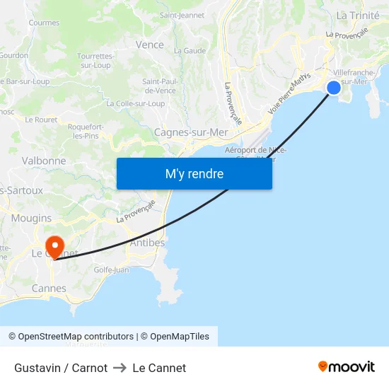 Gustavin / Carnot to Le Cannet map