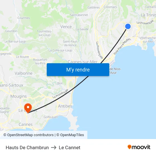 Hauts De Chambrun to Le Cannet map