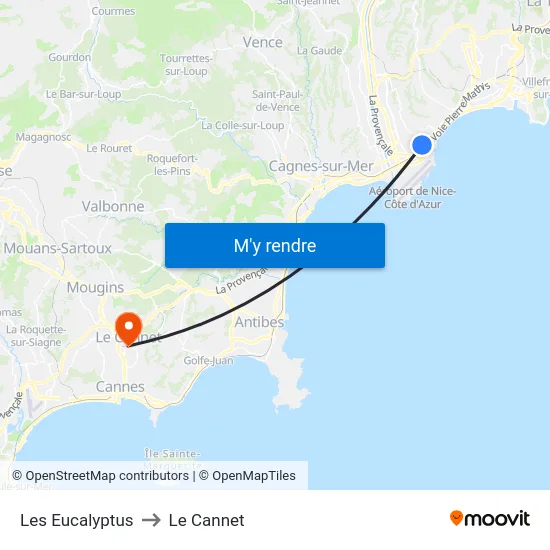 Les Eucalyptus to Le Cannet map