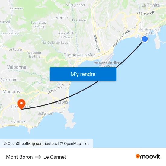 Mont Boron to Le Cannet map