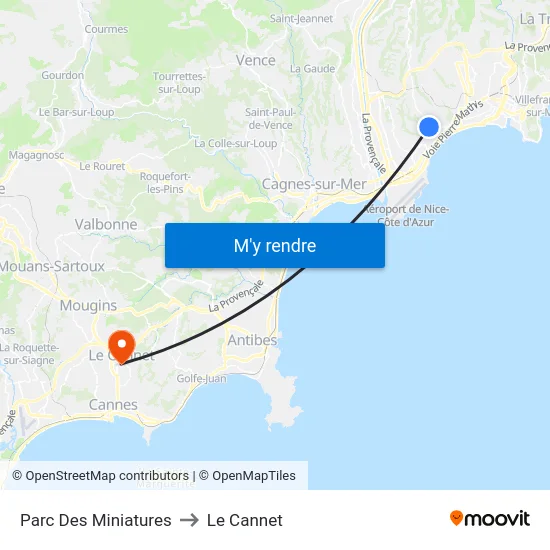 Parc Des Miniatures to Le Cannet map