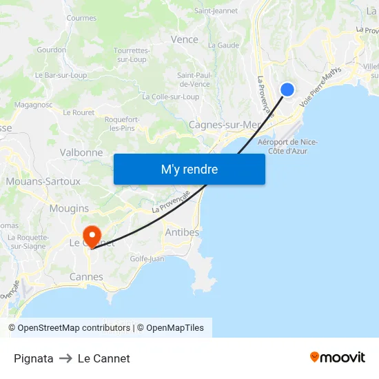 Pignata to Le Cannet map