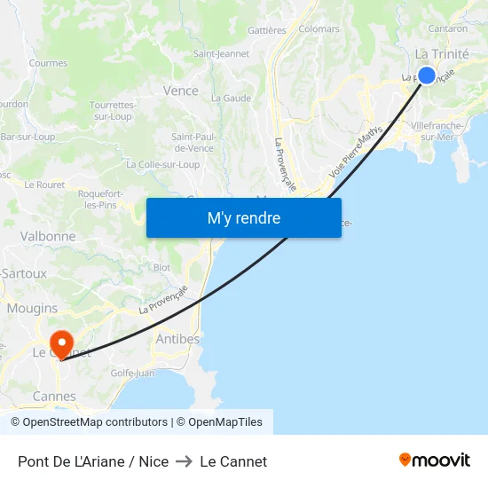 Pont De L'Ariane / Nice to Le Cannet map