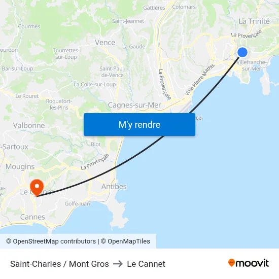 Saint-Charles / Mont Gros to Le Cannet map