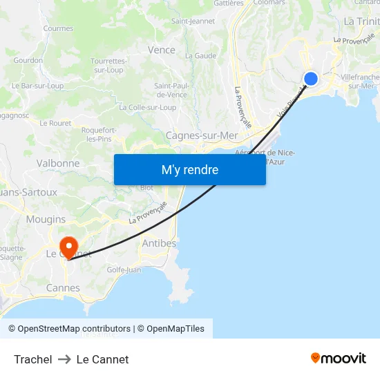 Trachel to Le Cannet map