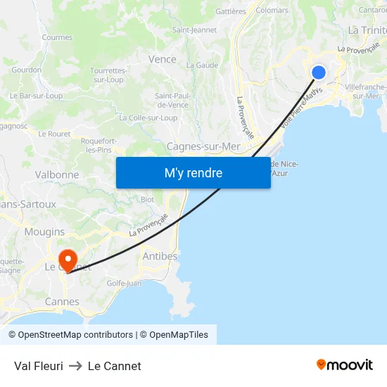 Val Fleuri to Le Cannet map