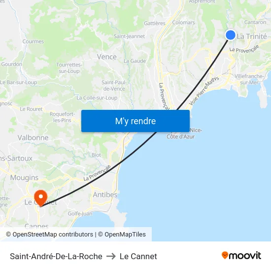 Saint-André-De-La-Roche to Le Cannet map