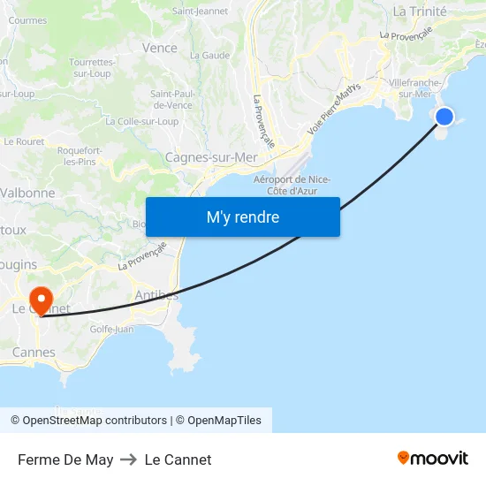 Ferme De May to Le Cannet map