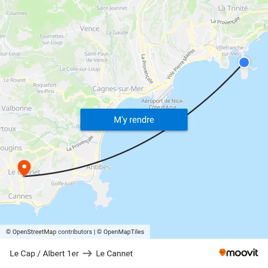 Le Cap / Albert 1er to Le Cannet map