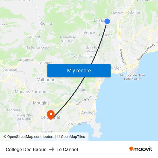 Collège Des Baous to Le Cannet map