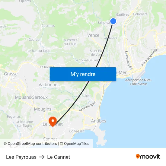 Les Peyrouas to Le Cannet map
