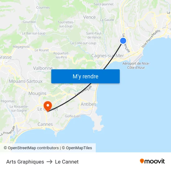 Arts Graphiques to Le Cannet map