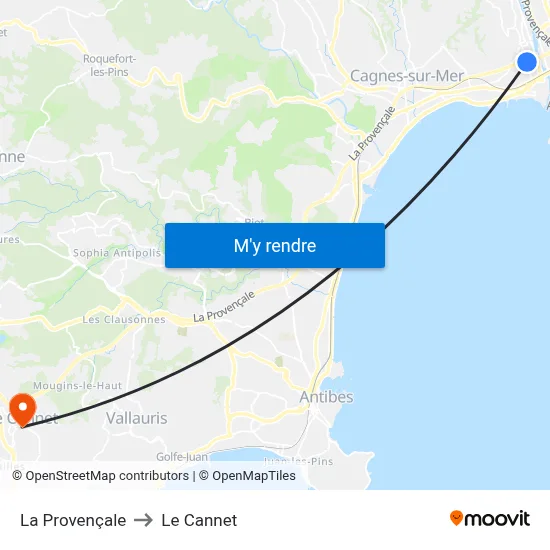 La Provençale to Le Cannet map