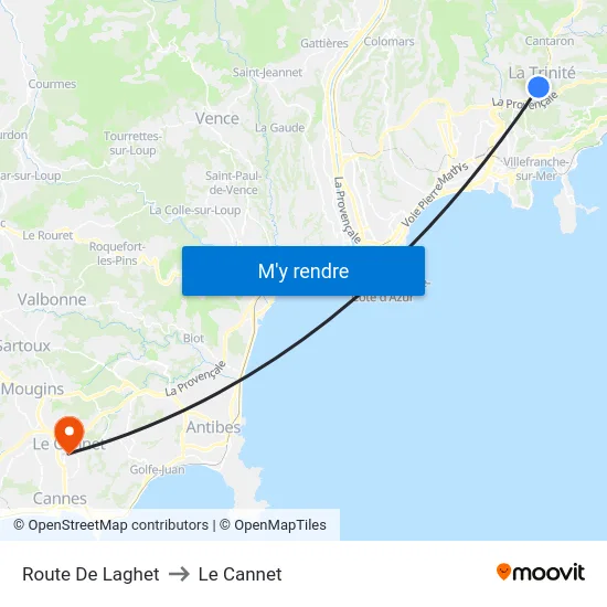 Route De Laghet to Le Cannet map