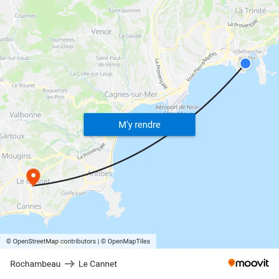 Rochambeau to Le Cannet map