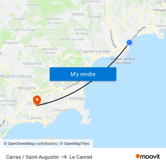 Carras / Saint-Augustin to Le Cannet map