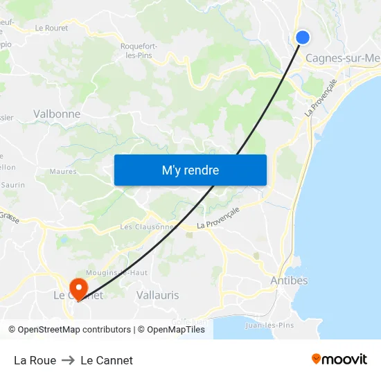 La Roue to Le Cannet map
