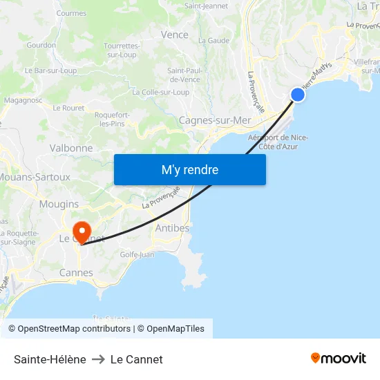 Sainte-Hélène to Le Cannet map