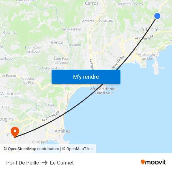 Pont De Peille to Le Cannet map