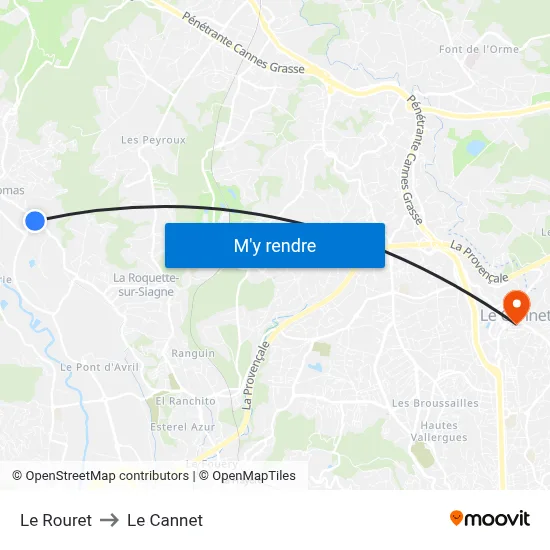 Le Rouret to Le Cannet map