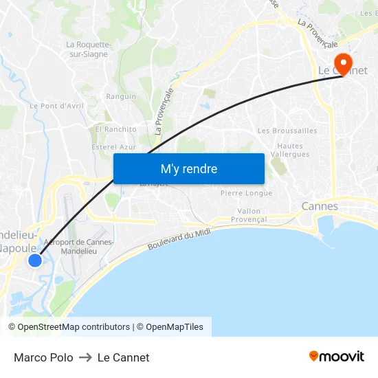 Marco Polo to Le Cannet map