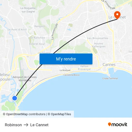 Robinson to Le Cannet map