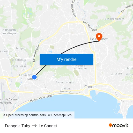 François Tuby to Le Cannet map