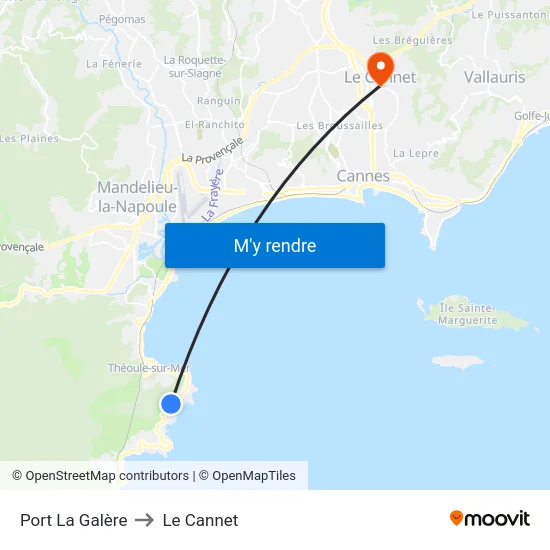 Port La Galère to Le Cannet map